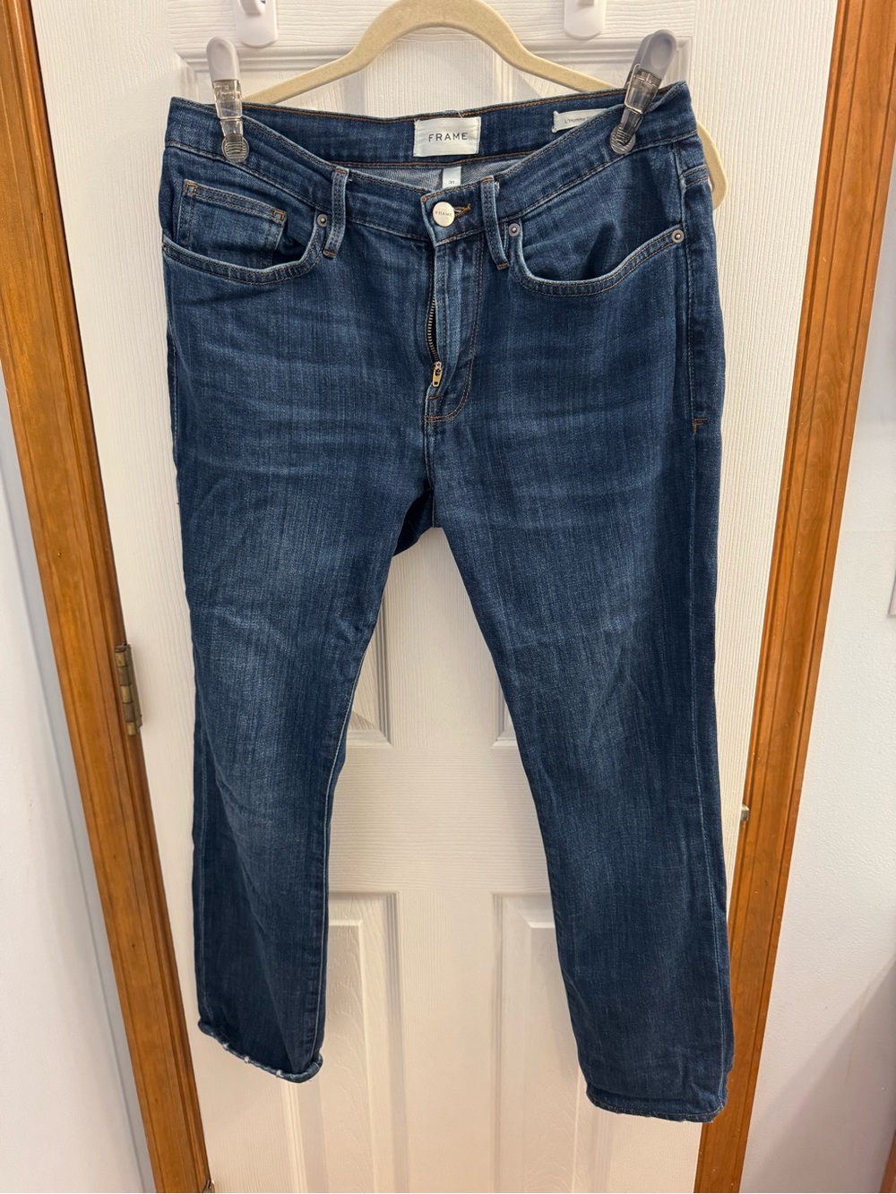 Frame Denim Men’s L’Homme Skinny Jeans in Dark Blue Wash